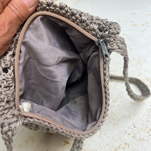 Knock off The Sak Crossbody Crochet HandBag pewter color - Picture 2 of 4